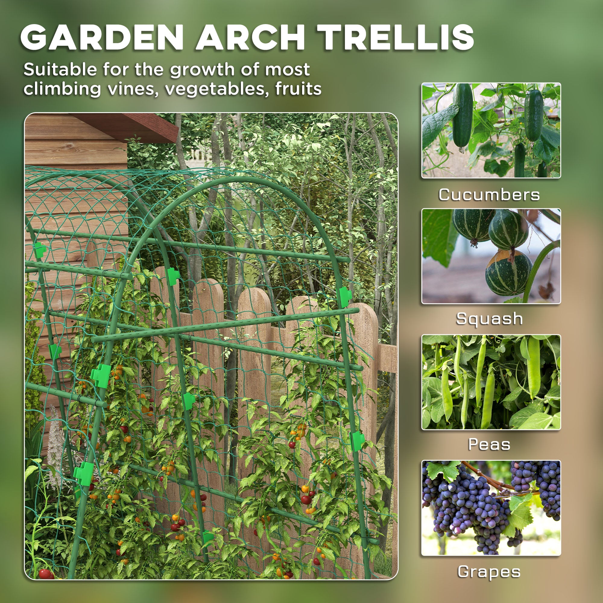 Metal Garden Trellis, Arch Trellis for Climbing Plants Outdoor, A-Frame, with Climbing Net, 57