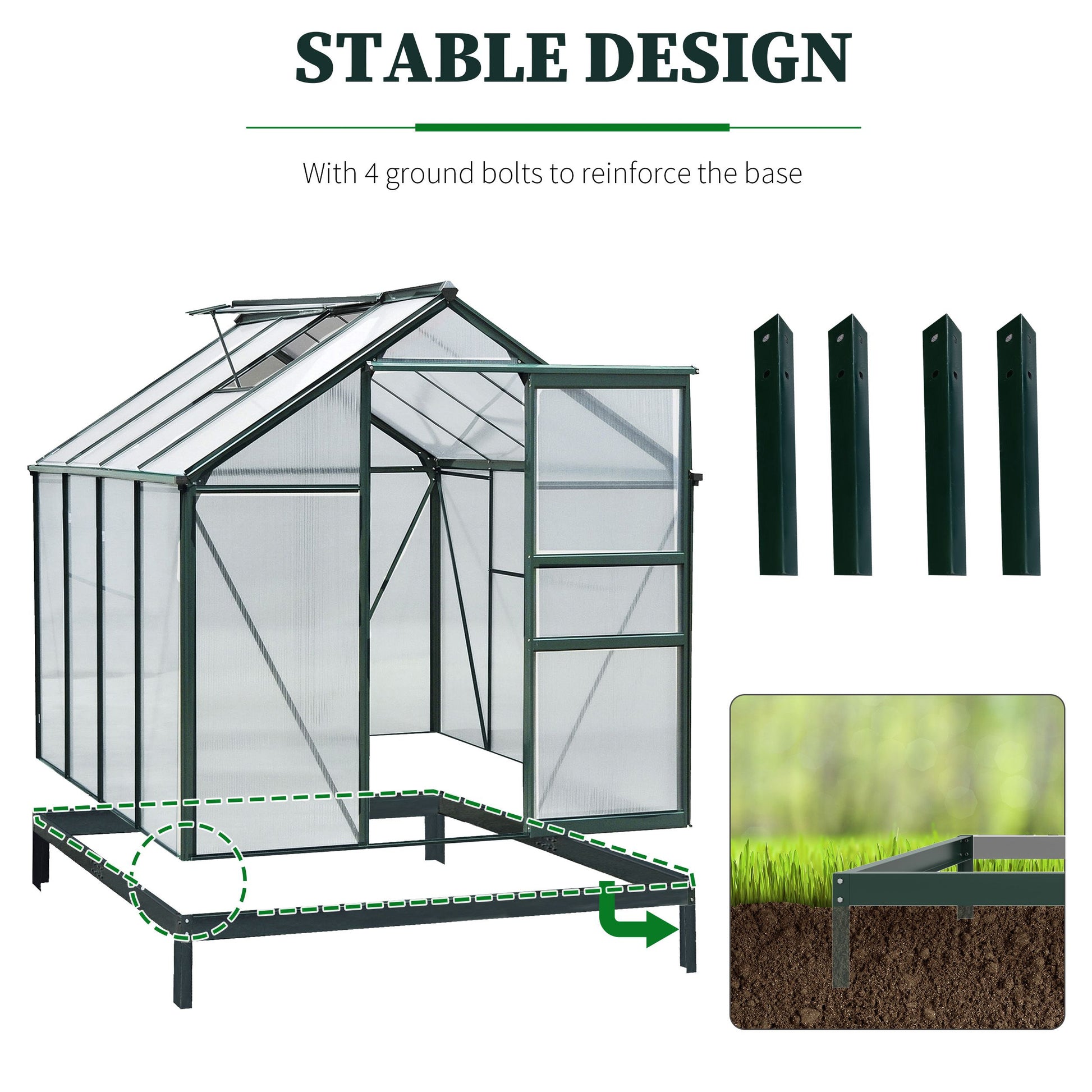 6.2' x 8.3' x 6.6' Clear Polycarbonate Greenhouse Large Walk-In Green House w/ Slide Door Walk In Greenhouses   at Gallery Canada