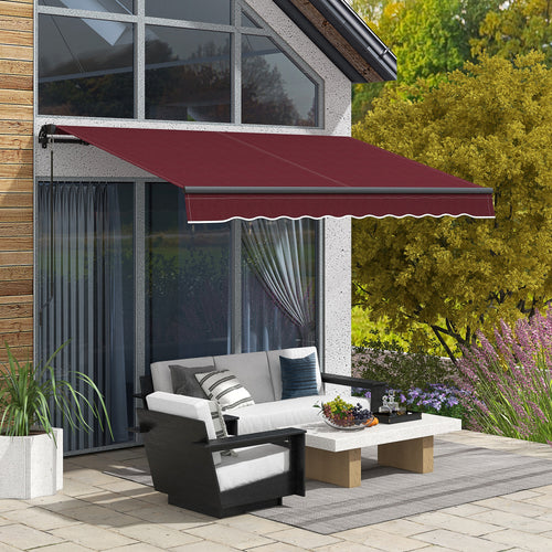 8' x 6.5' Retractable Awning, 280gsm UV Resistant Sunshade Shelter, for Deck, Balcony, Yard, Wine Red