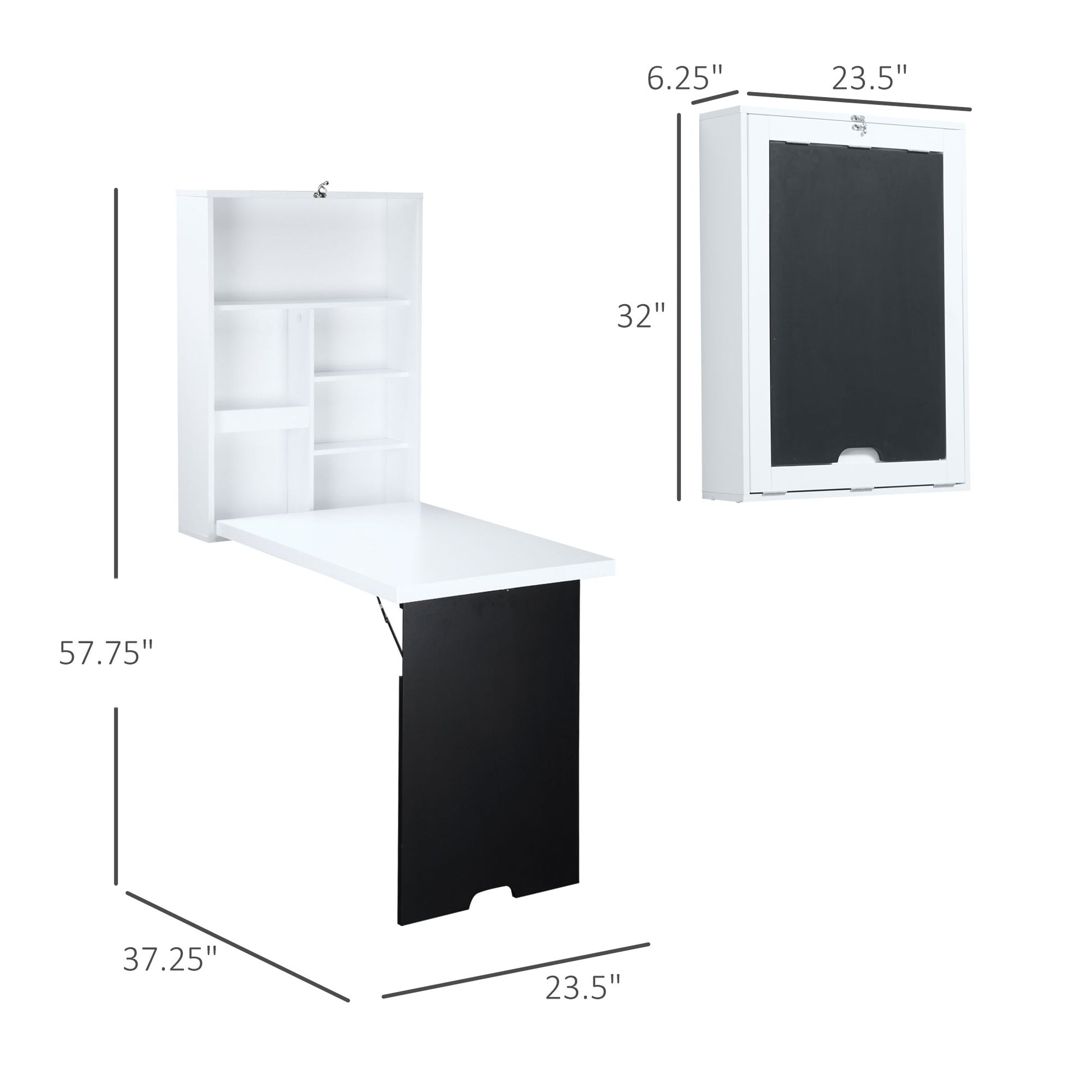 Wall Mounted Table Fold Out Convertible Desk Multi-Functional Standing Desk with Writing Floating Board for Students, White and Black Writing Desks Black and White  at Gallery Canada