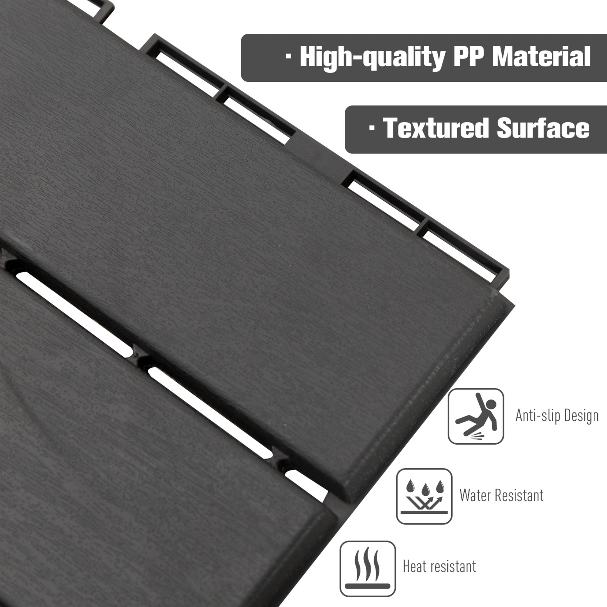 9 Pcs PP Interlocking Composite Deck Tile, 12