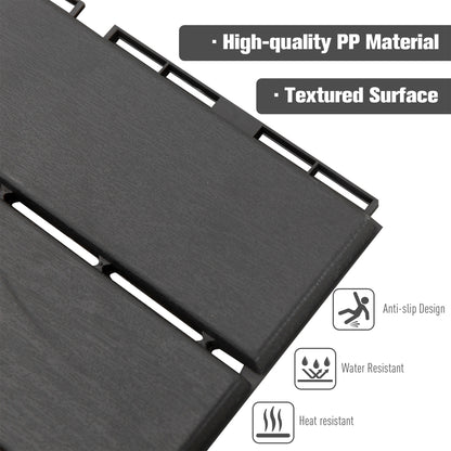 9 Pcs PP Interlocking Composite Deck Tile, 12" x 12" Outdoor Flooring Tiles for Indoor and Outdoor Use, Tools Free Assembly, Black Deck Tiles   at Gallery Canada