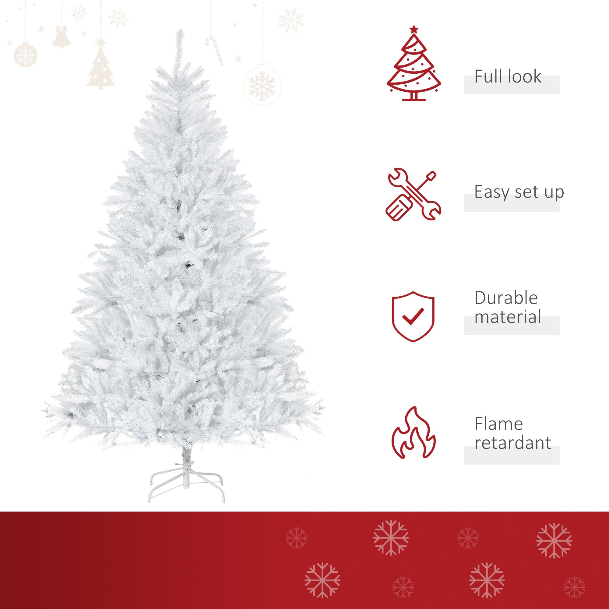 7FT Artificial Christmas Tree Holiday Xmas Tree with Foldable Feet Home Indoor Holiday Decoration White White Christmas Trees   at Gallery Canada