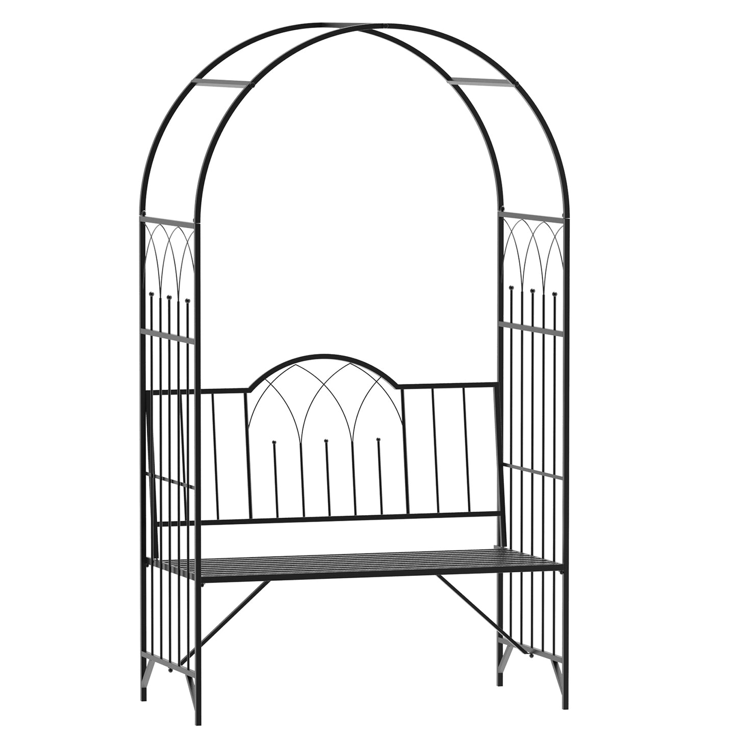 43" Garden Arbor Bench Trellis for Vines Climbing Plant Outdoor Decor Arch- Black - Gallery Canada