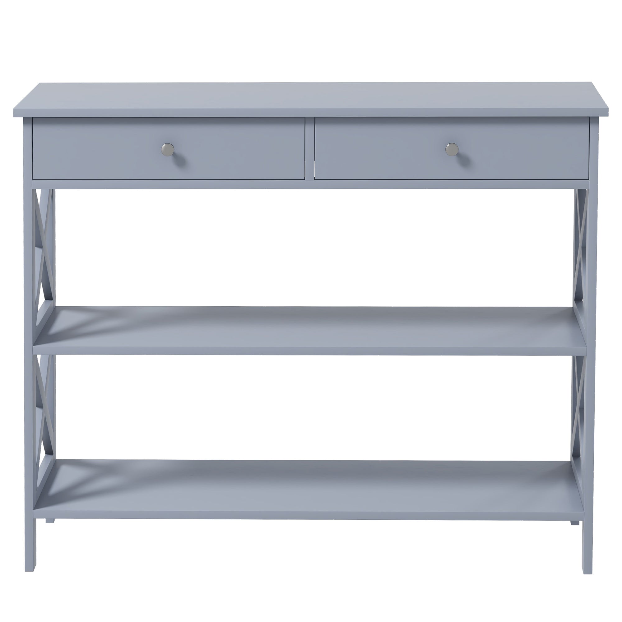 Console Table, Modern Entryway Table with 2 Drawers and 2 Shelves, Sofa Table for Living Room, Hallway, Grey Console Tables Grey  at Gallery Canada