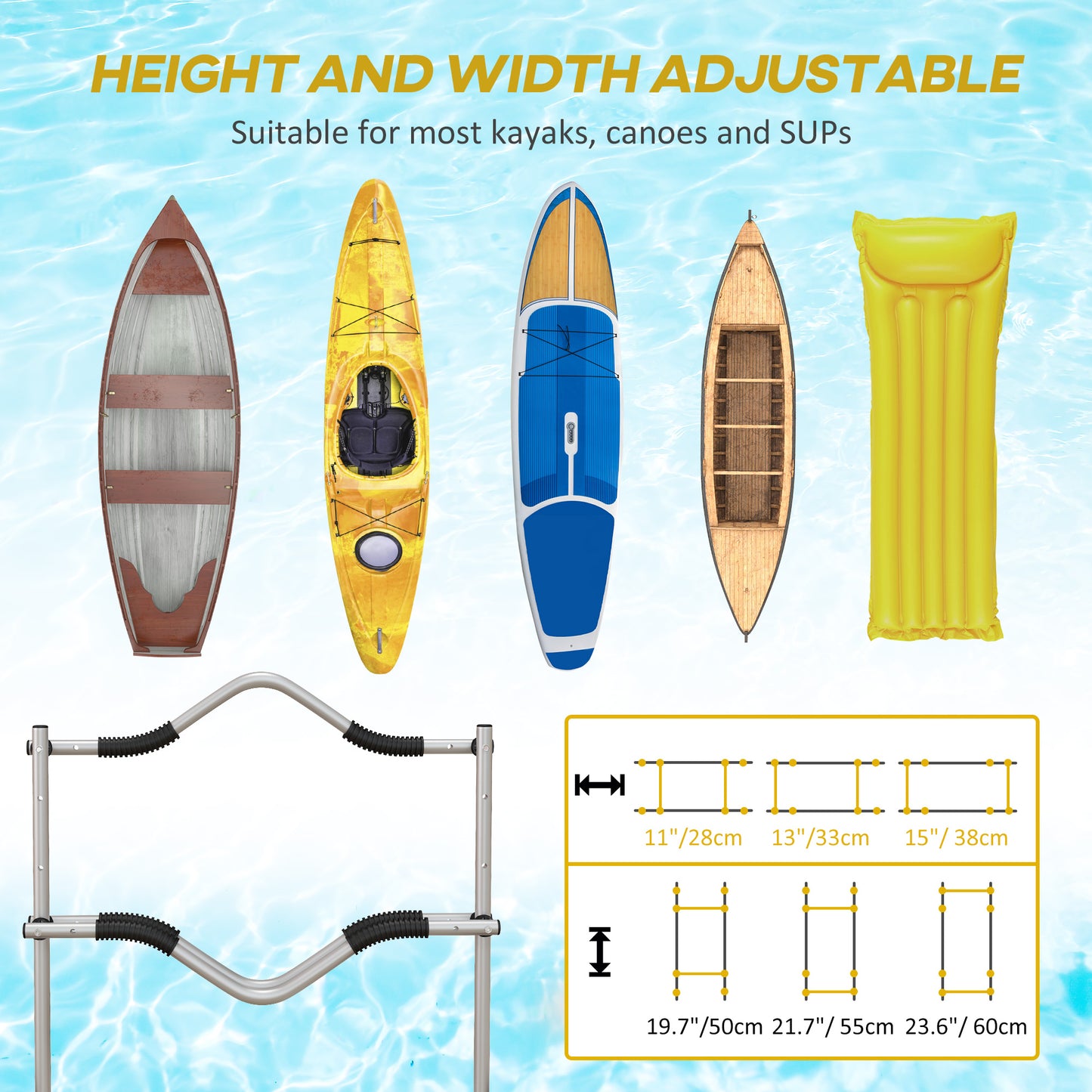 Alumnium Kayak Cart Dolly, Kayak Wheels with Adjustable Height and Width, for Kayaks, Canoes, Paddleboards Kayak Carts   at Gallery Canada