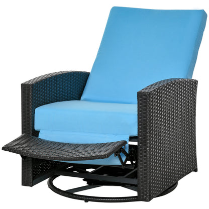 Outdoor Rattan Wicker Lounge Chair with Footrest &; Soft Cushion for Patio, Garden, Backyard Patio Chairs Multi Colour  at Gallery Canada