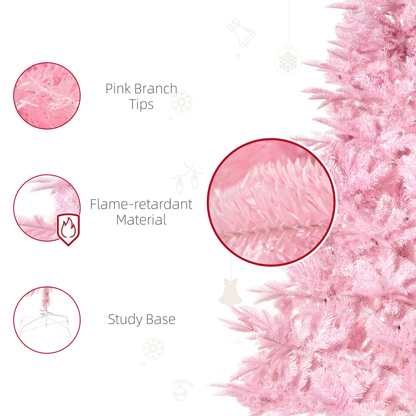 6FT Artificial Christmas Tree Holiday Xmas Tree Decoration with Automatic Open for Home Party, Pink Artificial Christmas Trees   at Gallery Canada