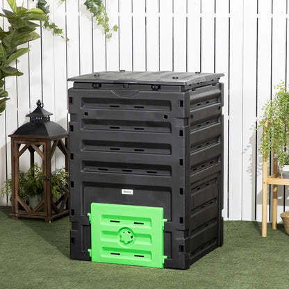 Compost Bin, 120 Gallon (450L) Garden Composter with Gloves, 80 Vents and 2 Sliding Doors, Lightweight &; Sturdy, Fast Creation of Fertile Soil, Black Outdoor Compost Bin   at Gallery Canada