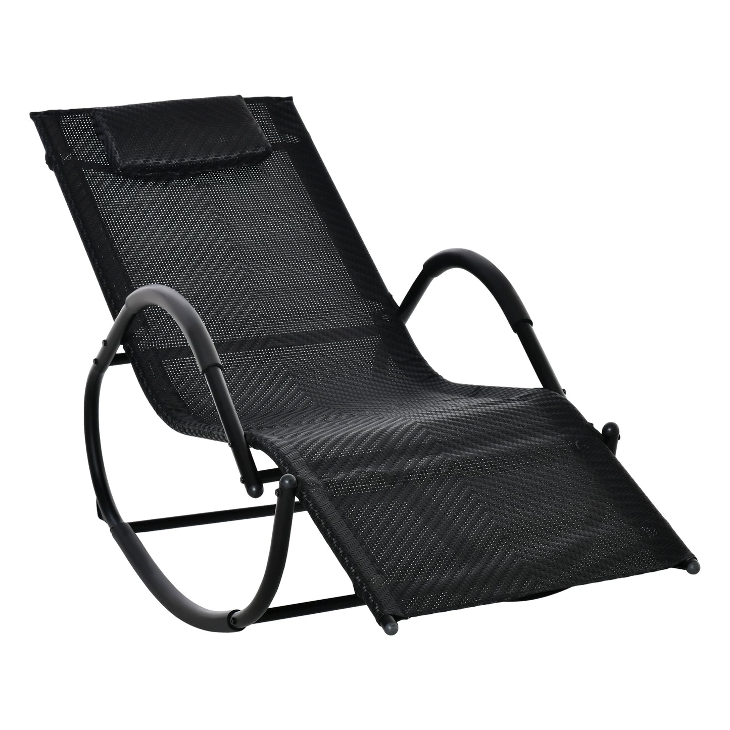 Zero Gravity Rocking Lounge Chair, Patio Rocker w/ Removable Pillow, Recliner Seat for Indoor &; Outdoor, Breathable Texteline, Black Outdoor Rocking Chairs Black  at Gallery Canada