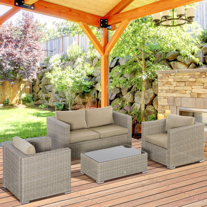 Extra Wide 4-Piece Patio Wicker Sofa Set, All-Weather PE Rattan, Beige Patio Furniture Sets   at Gallery Canada