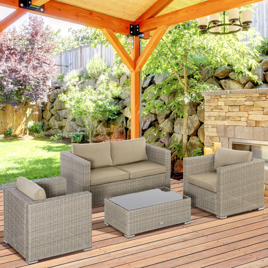 Extra Wide 4-Piece Patio Wicker Sofa Set, All-Weather PE Rattan, Beige Patio Furniture Sets Multi Colour  at Gallery Canada