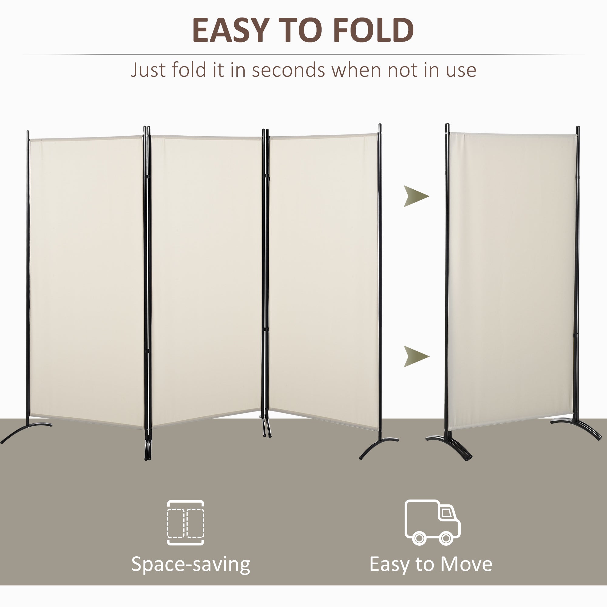 3-Panel Folding Room Divider, Privacy Screen, Indoor Separator Partition for Bedroom, Office, 100