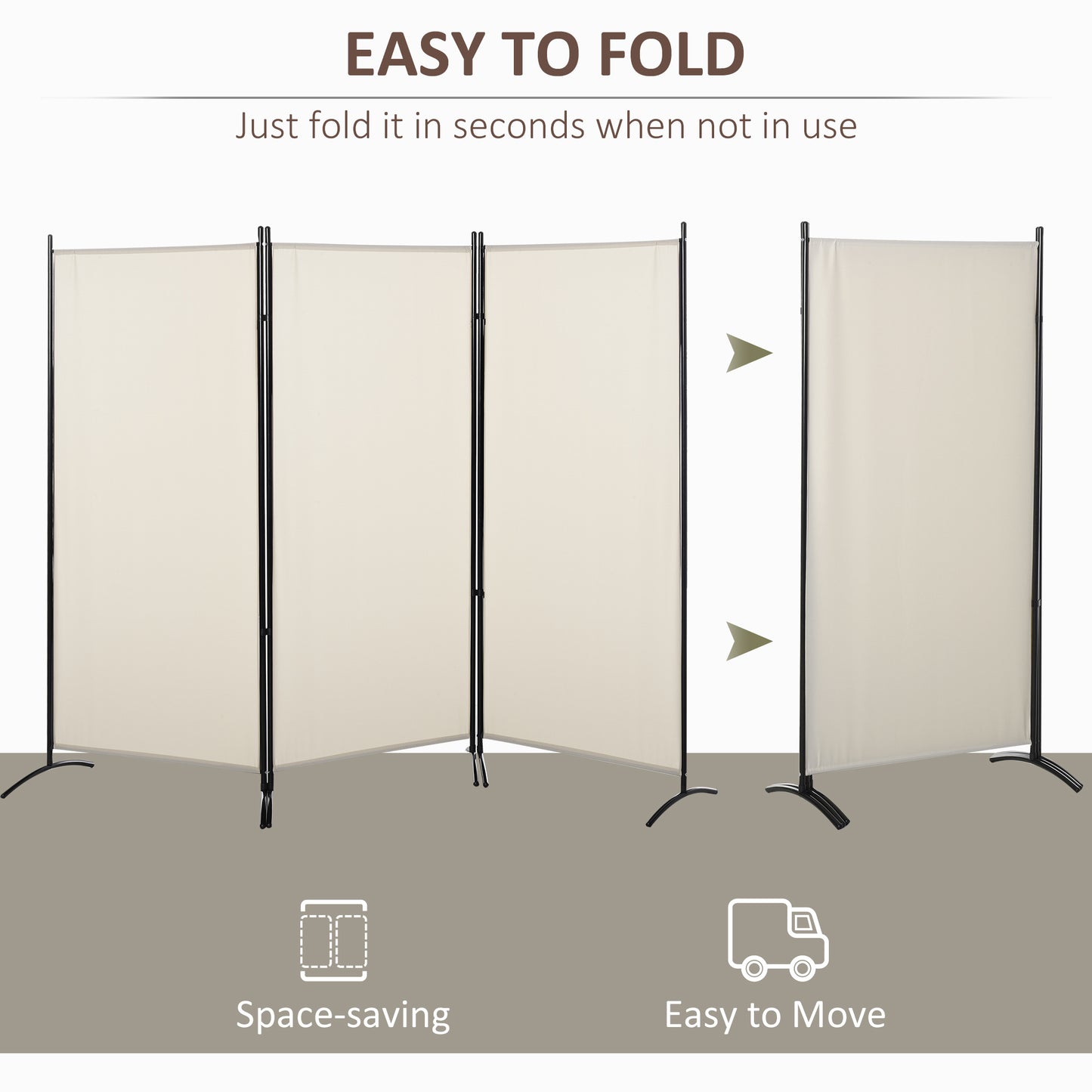 3-Panel Folding Room Divider, Privacy Screen, Indoor Separator Partition for Bedroom, Office, 100"x72", Beige Room Dividers   at Gallery Canada