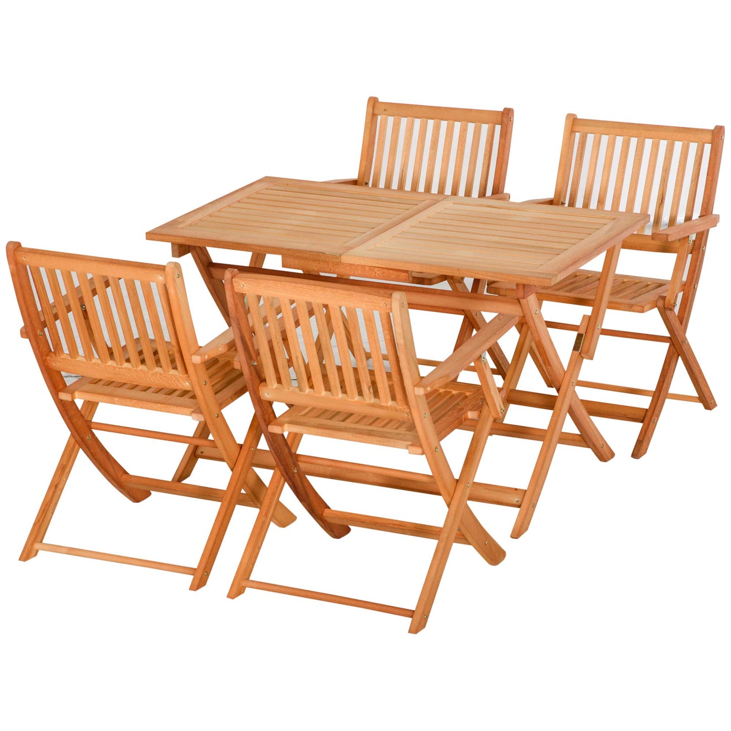 5-Piece Wood Patio Dining Set for 4, Dining Table and Chairs Set, Folding Outdoor Patio Furniture for Patio, Backyard and Garden, Golden-Brown - Gallery Canada