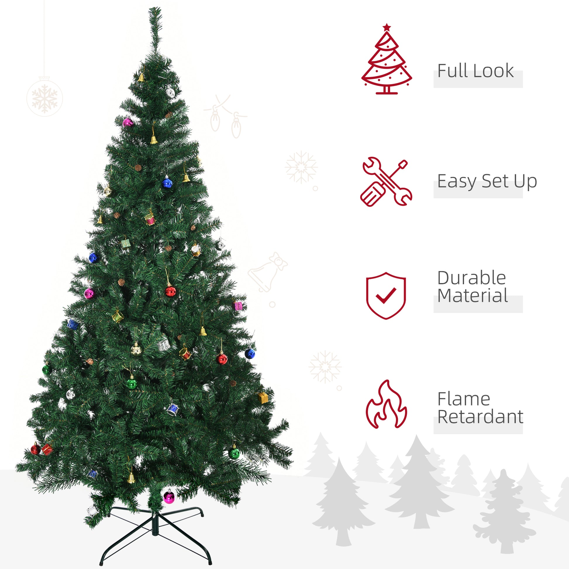 7ft Green Christmas Tree Artificial Xmas Holidays Party with Decoration Ornament Artificial Christmas Trees   at Gallery Canada