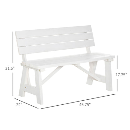 Wooden Garden Bench for Outdoor, 2-person Patio Bench, Loveseat Furniture for Lawn, Deck, Yard, Porch and Entryway, White - Gallery Canada