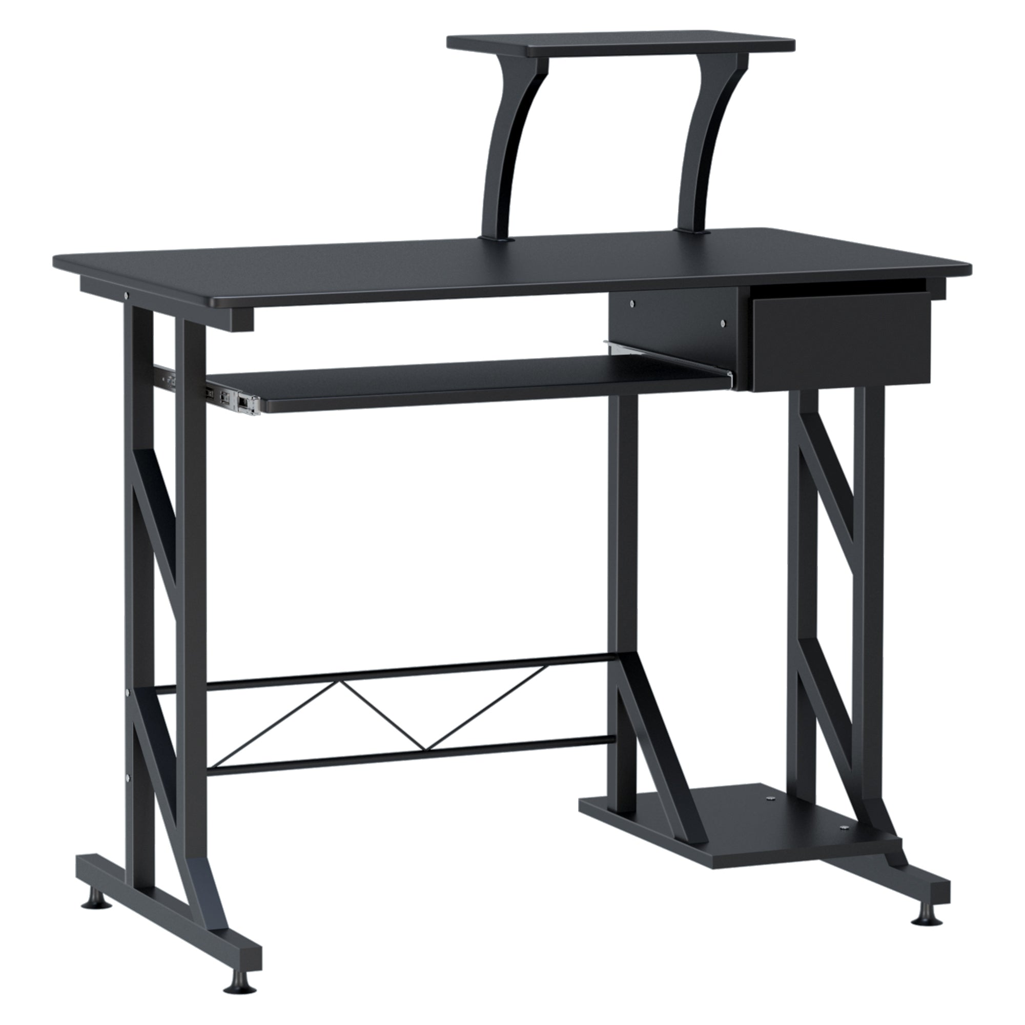 Computer Desk with Keyboard Tray, Writing Desk with Drawer, Workstation for Home Office, Black (35.4