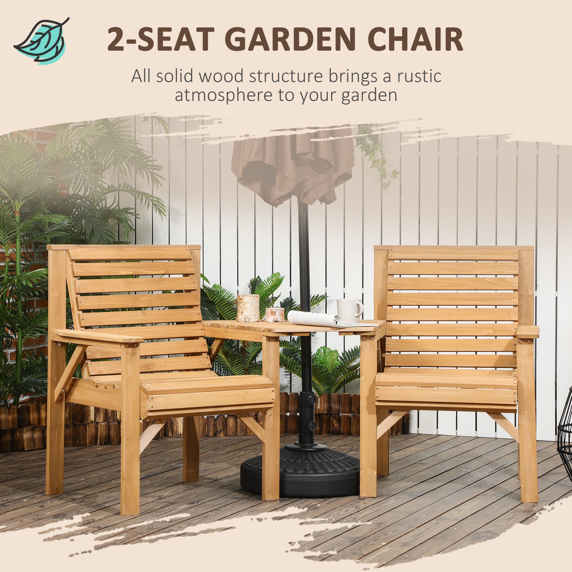 3Pcs Outdoor Bench Set for Backyard, Balcony, Light Brown Outdoor Benches   at Gallery Canada