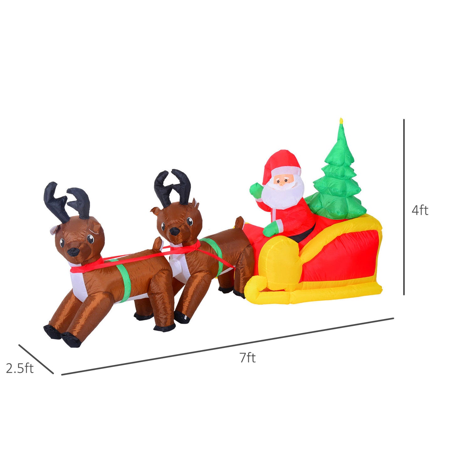 7' Inflatable Christmas Santa in Sleigh Reindeer LED Lighted Decoration Christmas Inflatables   at Gallery Canada