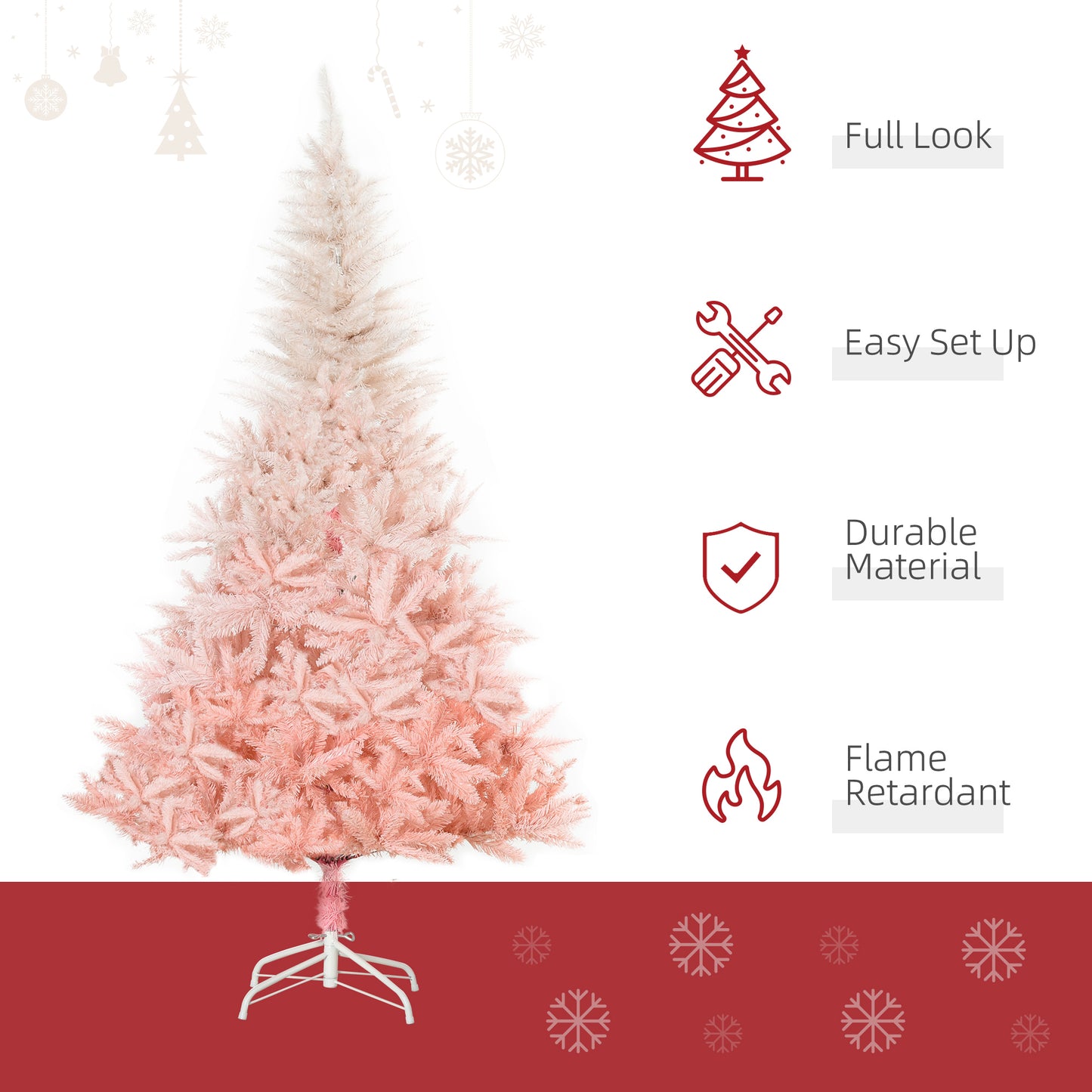 6ft Artificial Christmas Tree Home Decoration Automatic Open White and Pink Artificial Christmas Trees   at Gallery Canada