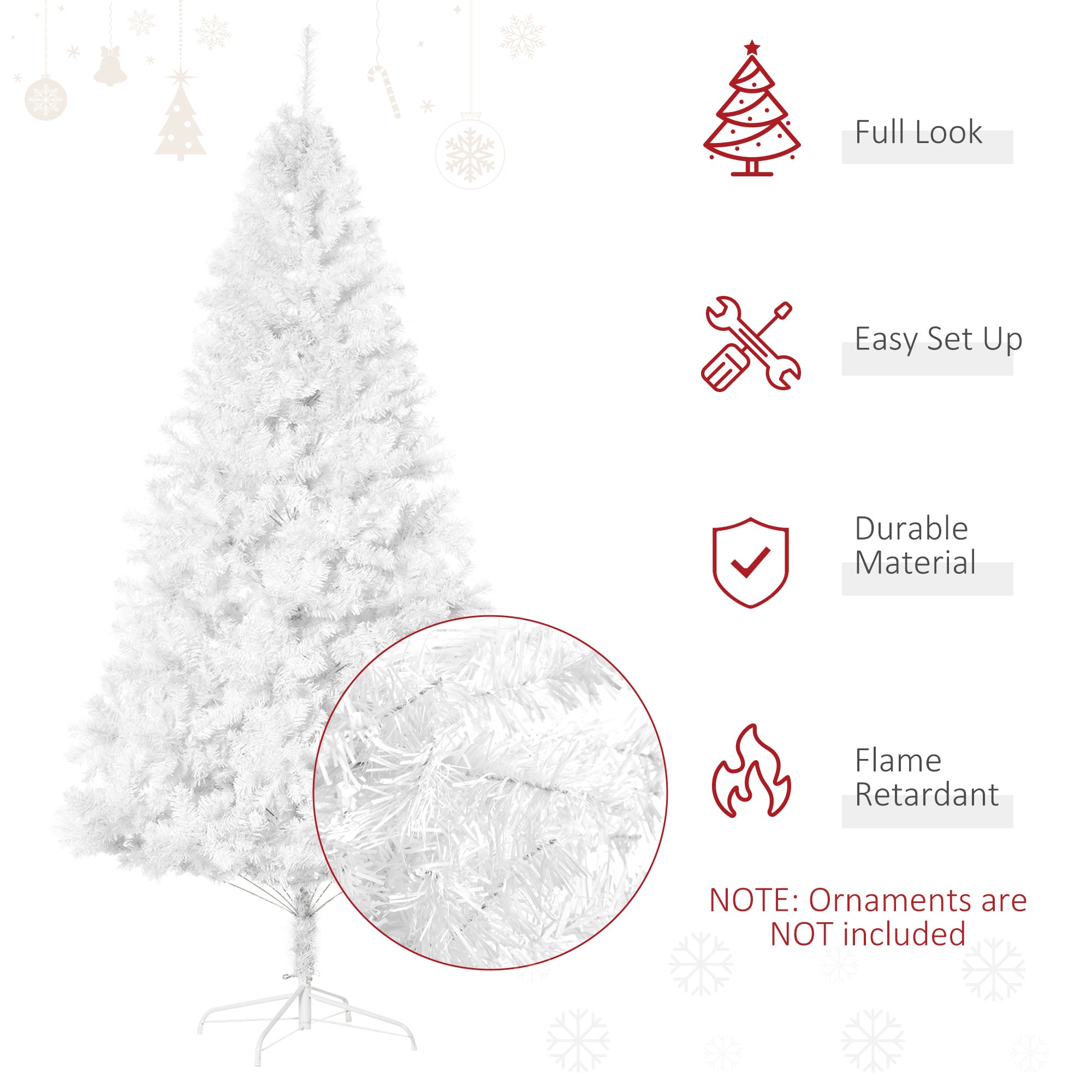 6.9 ft Christmas Tree Winter Holiday Seasonal Decoration w/ Stand White White Christmas Trees   at Gallery Canada