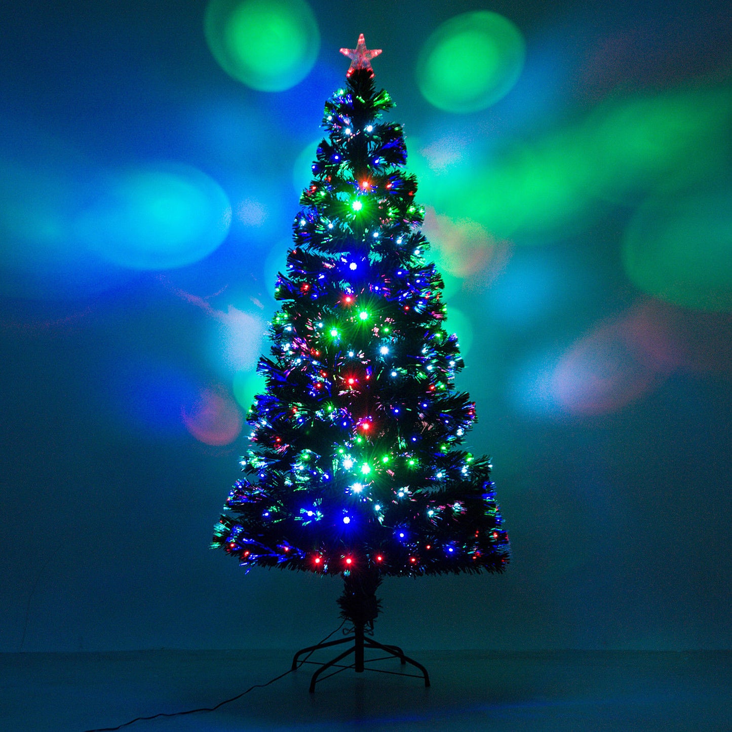 6FT Pre-lit LED Optical Fiber Christmas Tree Artificial Holiday Décor with Stand Green Artificial Christmas Trees   at Gallery Canada