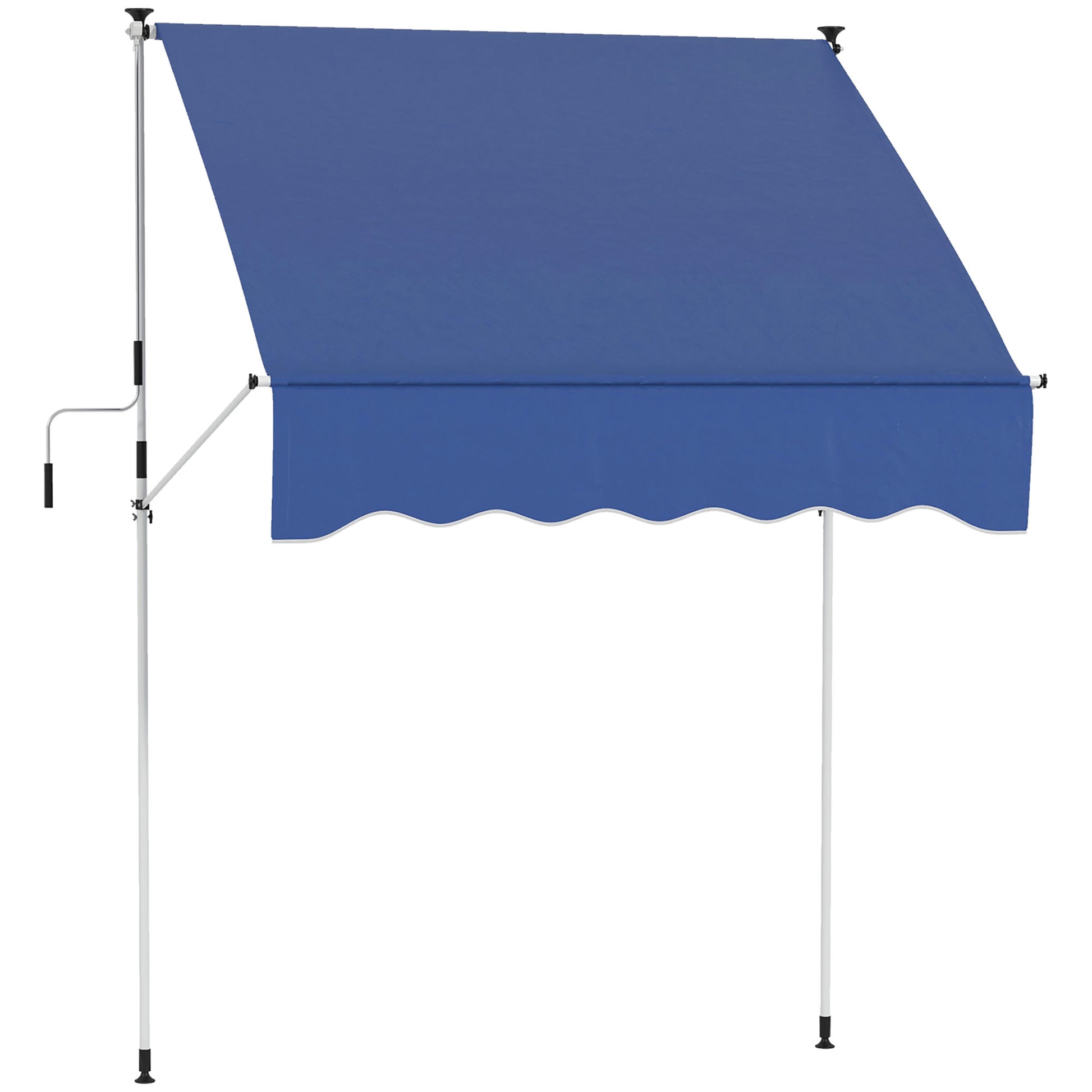 6.6'x5' Manual Retractable Patio Awning Sun Shelter Window Door Deck Canopy, Water Resistant UV Protector, Dark Blue Window Awnings Dark Blue  at Gallery Canada