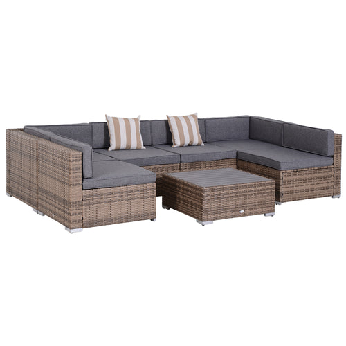 7-Piece Patio Furniture Sets Outdoor Wicker Conversation Sets All Weather PE Rattan Sectional Sofa, Grey