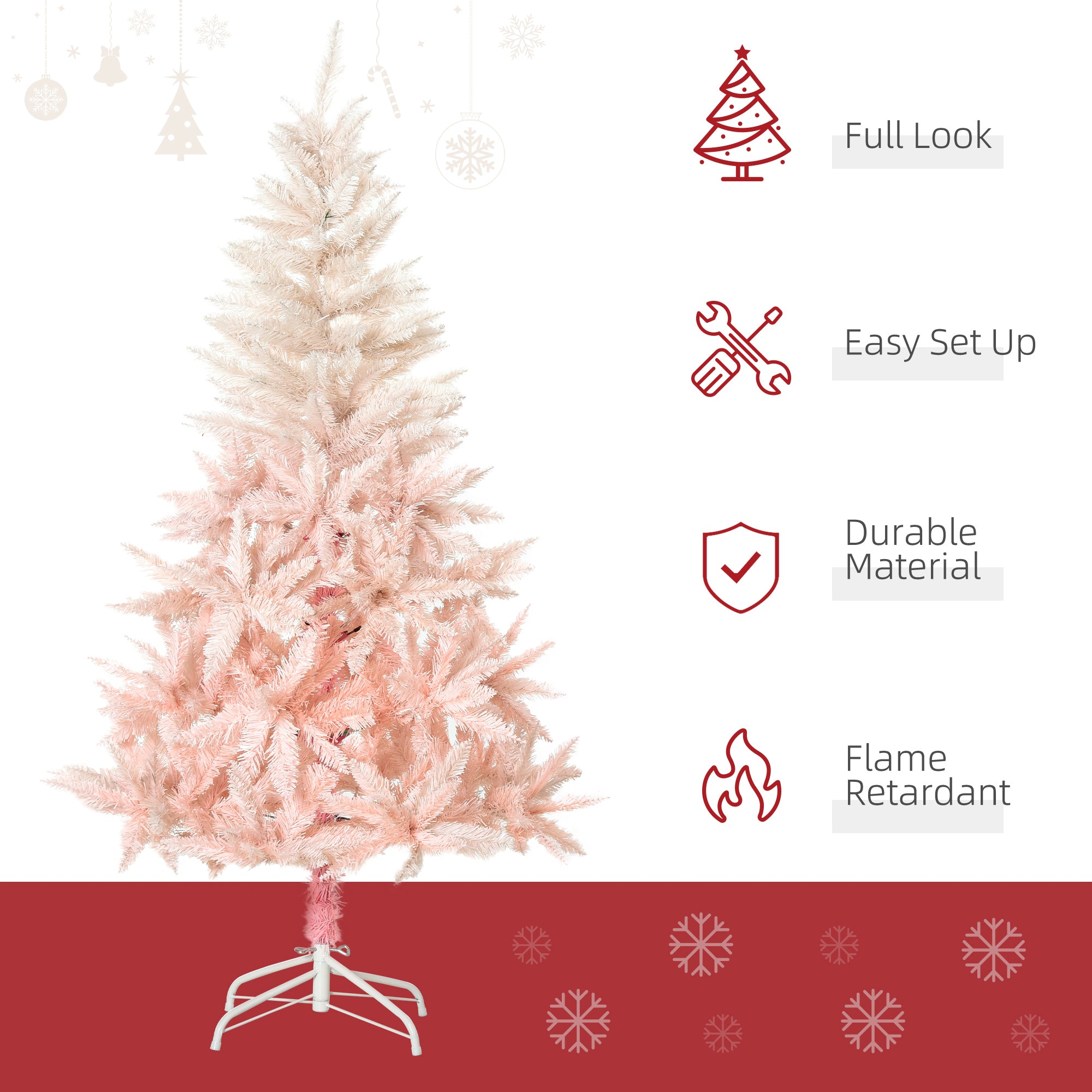 7ft Artificial Christmas Tree Home Decoration Automatic Open White and Pink Artificial Christmas Trees   at Gallery Canada