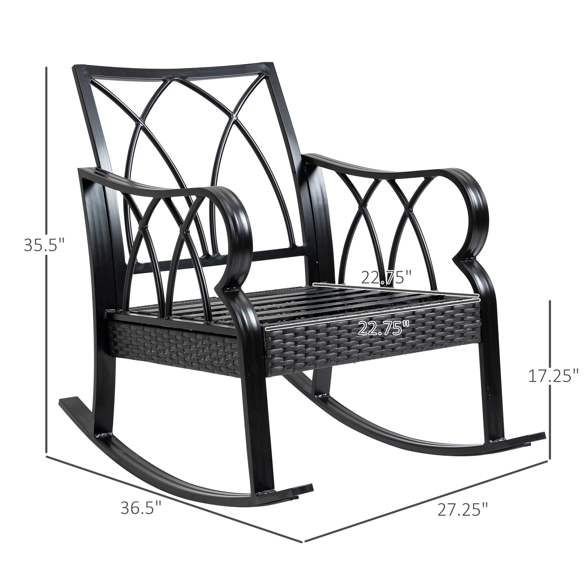 Outdoor Wicker Rocking Chair with Padded Cushions for Garden, Patio, and Backyard, Grey Patio Chairs   at Gallery Canada