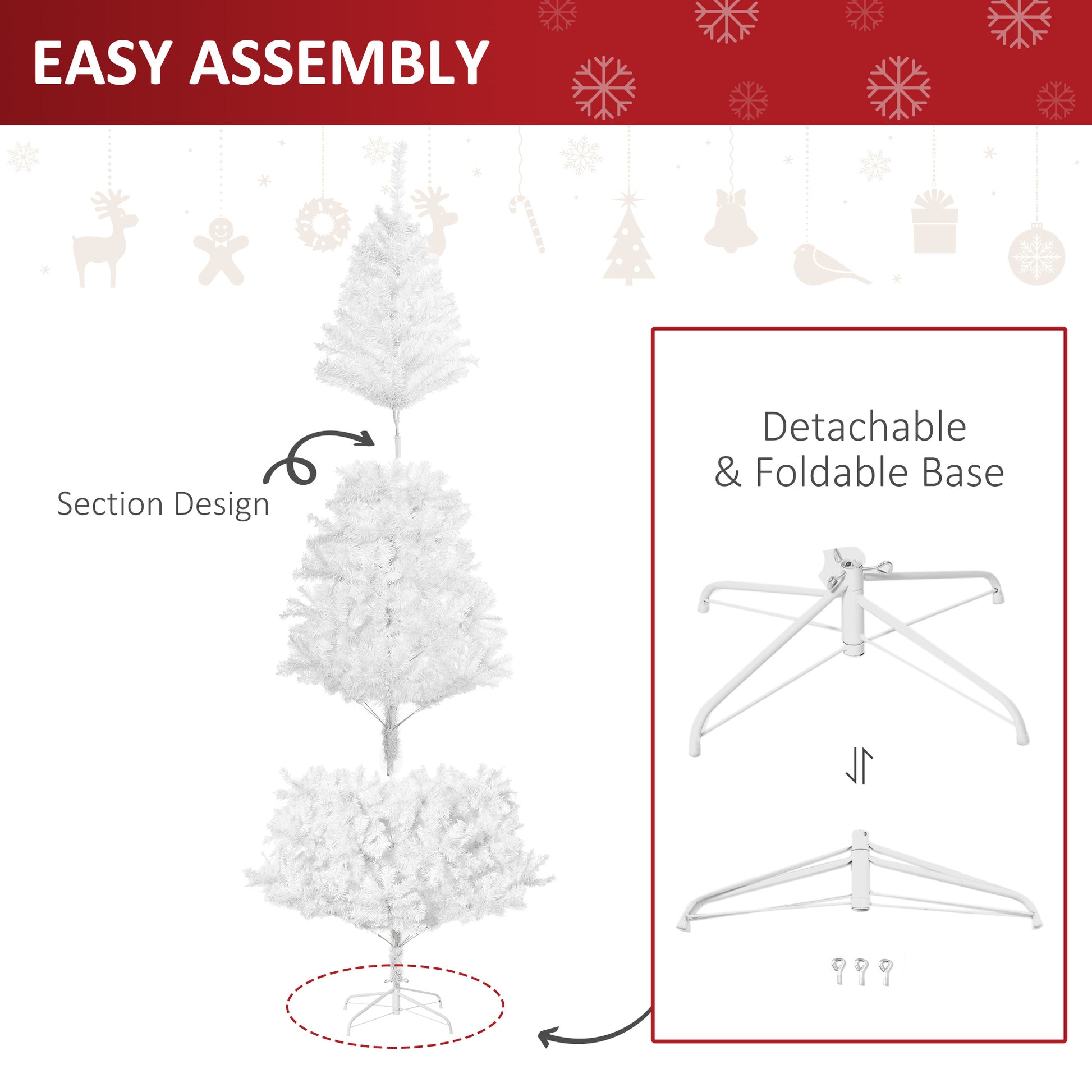 6.9 ft Christmas Tree Winter Holiday Seasonal Decoration w/ Stand White White Christmas Trees   at Gallery Canada