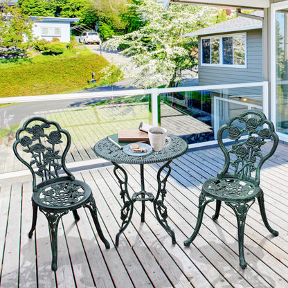 3 Pieces Patio Bistro Table and Chairs Antique Green Bistro Sets   at Gallery Canada