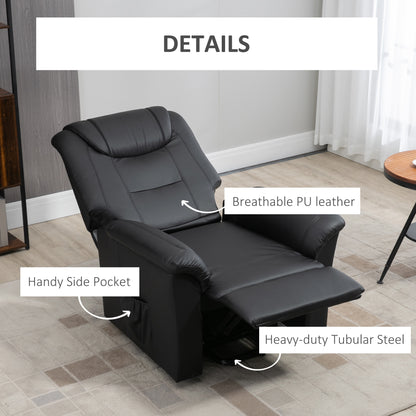 Electric Power Lift Chair for Elderly, PU Leather Recliner Sofa with Footrest and Remote Control for Living Room, Black Electric Power Lift Chairs   at Gallery Canada