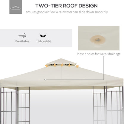 9.8' x 9.8' Square 2-Tier Gazebo Canopy Replacement Top Cover Outdoor Garden Sun Shade, Cream White Gazebo Canopy Replacement   at Gallery Canada