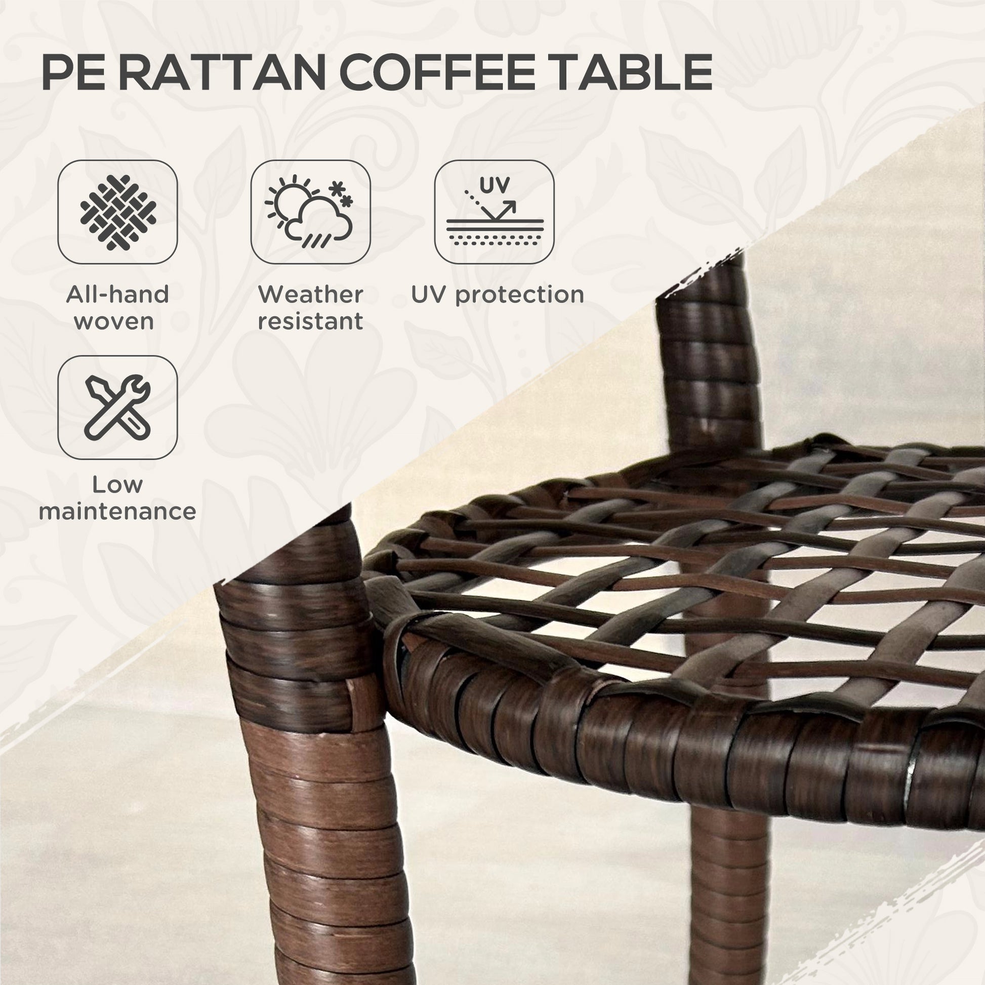 Φ25.2" Outdoor Wicker Dining Table, Rattan Patio Round Coffee Table with 2-Tier Storage Shelf, Metal Frame Side Table with Tempered Glass Top, Brown Patio Dinning Tables   at Gallery Canada