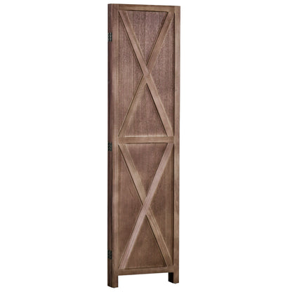 4-panel Wall Partition Farmhouse Room Separator with Foldable Design Wooden Frame 5.6FT, Walnut Room Dividers   at Gallery Canada