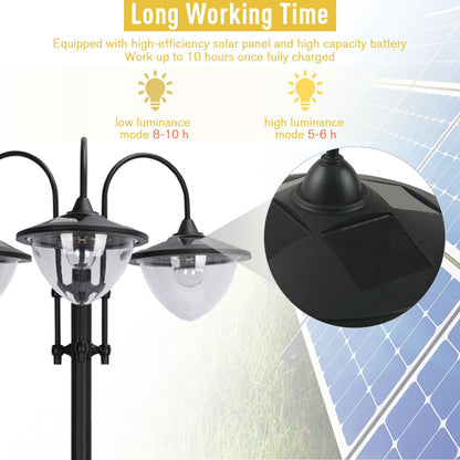 3-head LED Solar Light Lamp Street Light Post with Planter, Solar-powered Lamp Post, Black Solar Post Lamps   at Gallery Canada