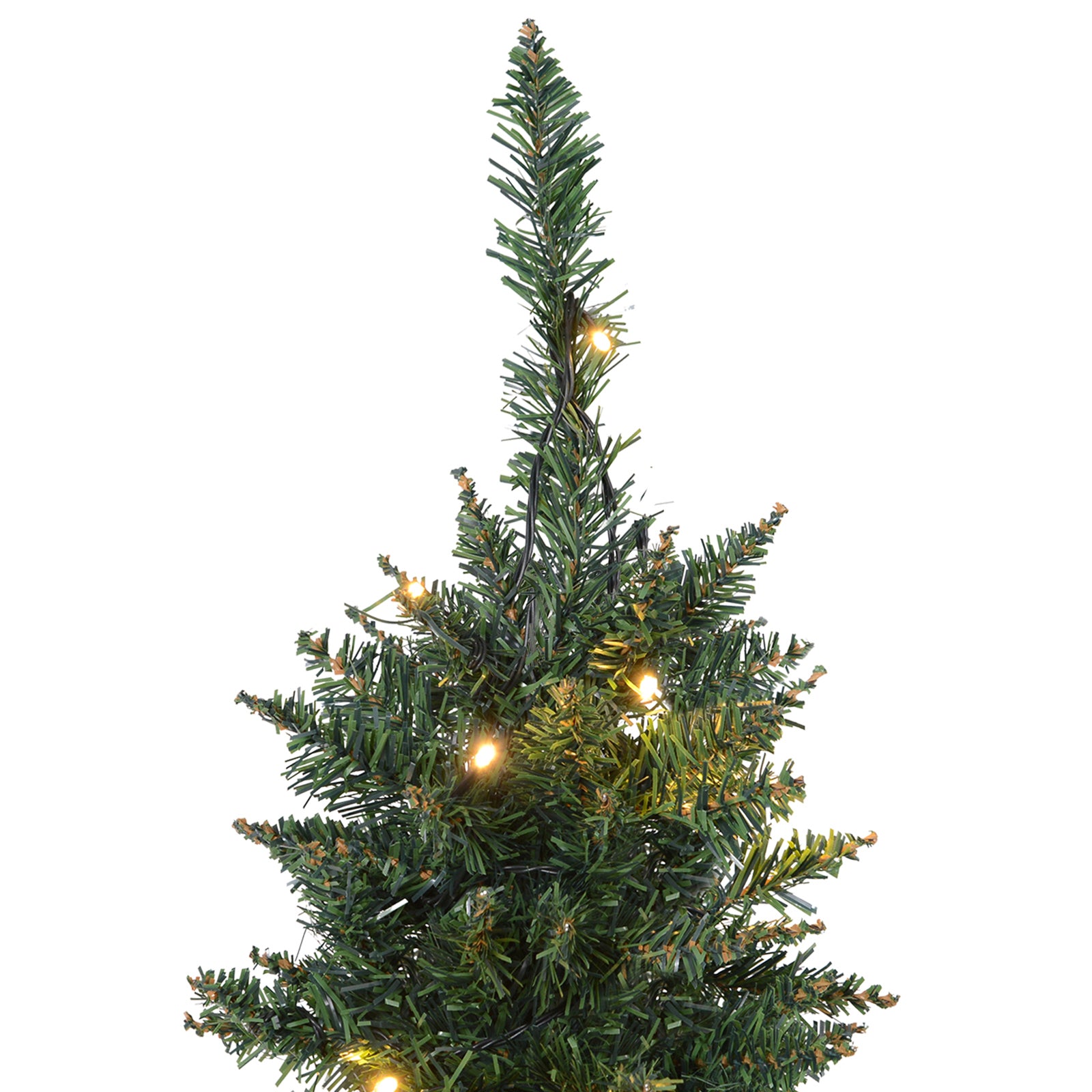 6' Pre Lit Artificial Pencil Christmas Trees, Xmas Tree with Realistic Branches and Warm White LED Lights, Green - Gallery Canada