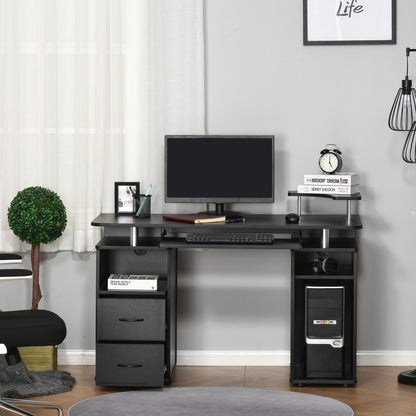 Computer Desk with Keyboard Tray, CPU Stand, Writing Desk with Drawers, Workstation for Home Office, Black Computer Desks   at Gallery Canada