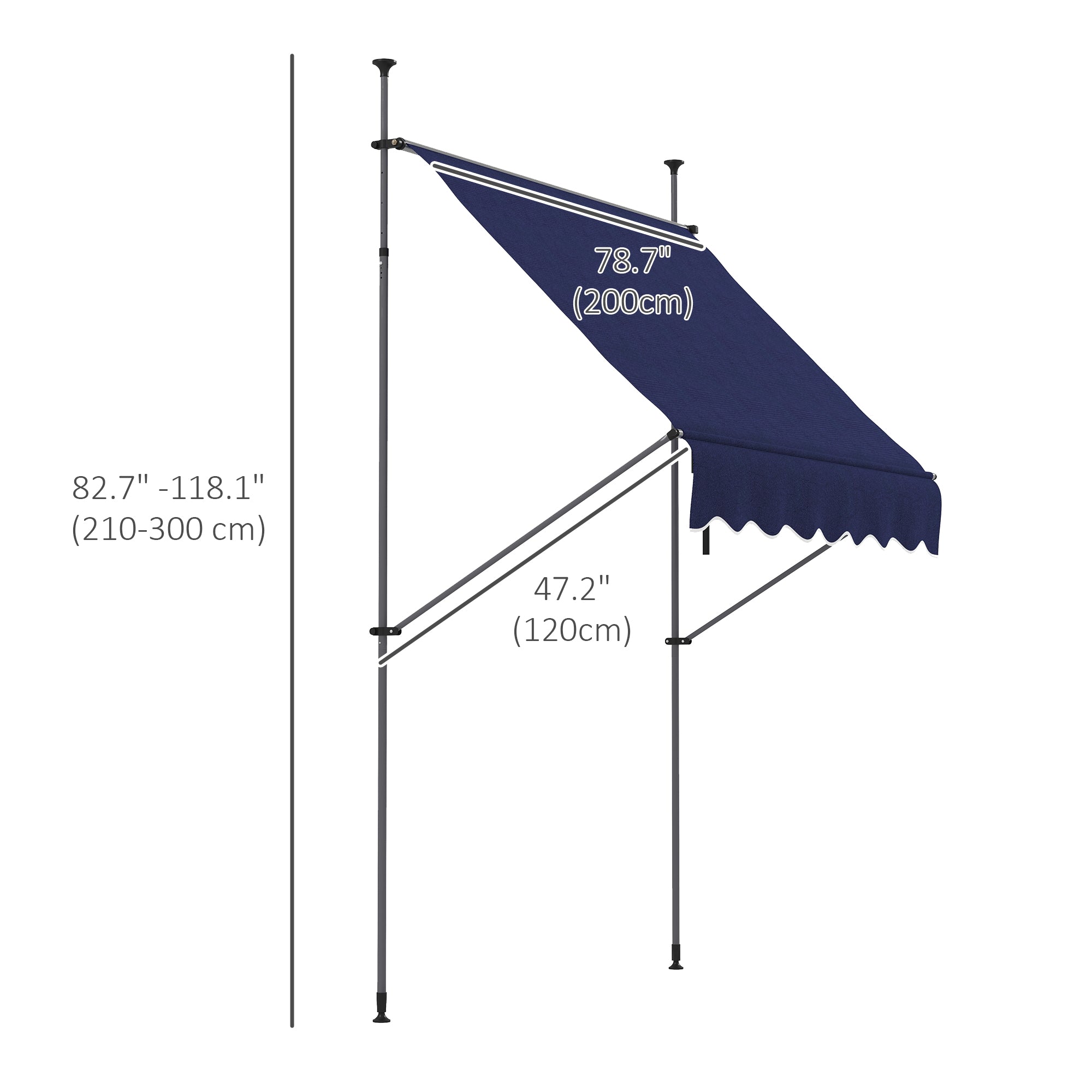 6.5' x 4' Manual Retractable Awning, Non-Screw Freestanding Patio Awning, UV Resistant, for Window or Door, Blue Patio Awnings   at Gallery Canada