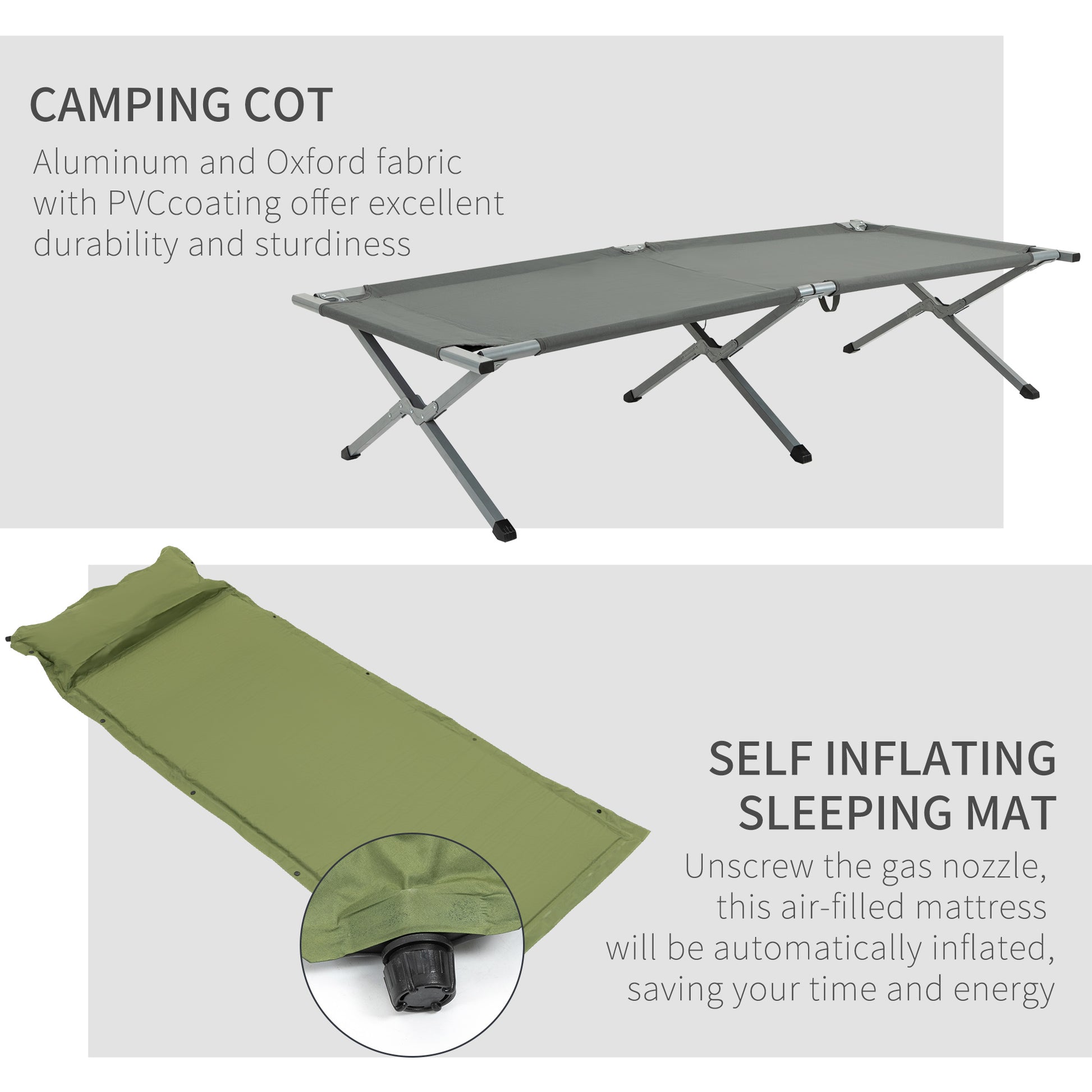 Camping Tent Cot, Multifunctional Folding Tent Combo, Portable Off-Ground Tent Shelter with Self-Inflating Air Mattress and Carry Bag for 1 Person Camping Tents   at Gallery Canada