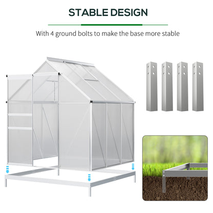 Polycarbonate Walk-in Greenhouse with Vent, Base, Door, Gutter, 6' x 6' x 6.5', Clear Walk In Greenhouses   at Gallery Canada