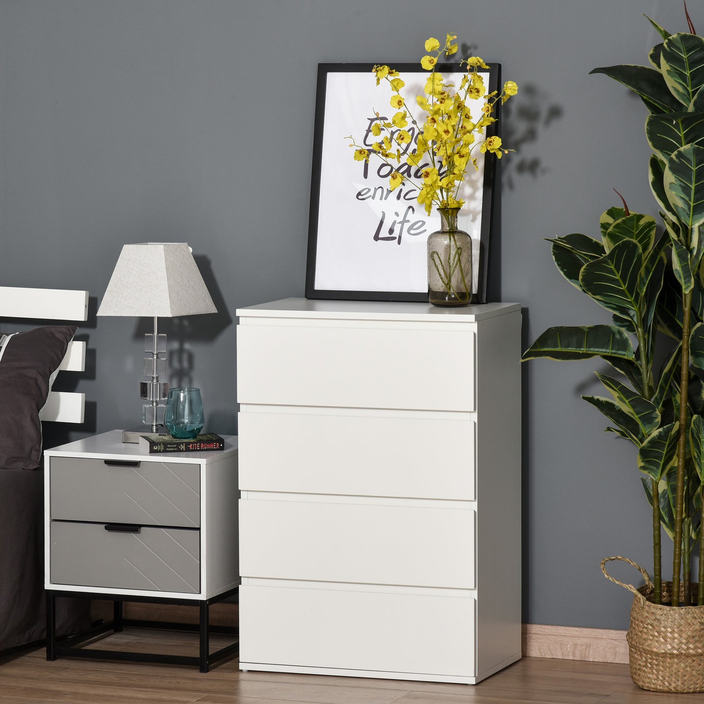 4 Drawer Cabinet Storage Cupboard Wooden Freestanding Organiser Unit White Storage Cabinets   at Gallery Canada