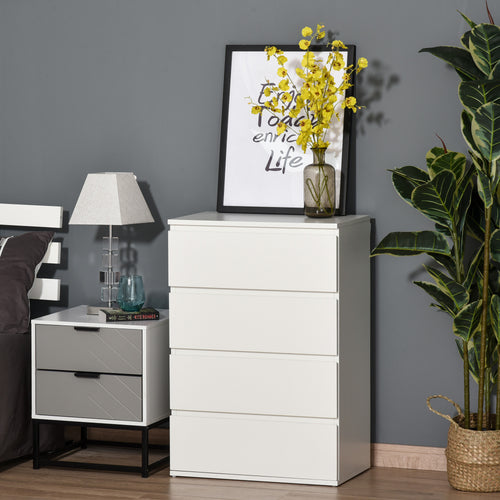 4 Drawer Cabinet Storage Cupboard Wooden Freestanding Organiser Unit White