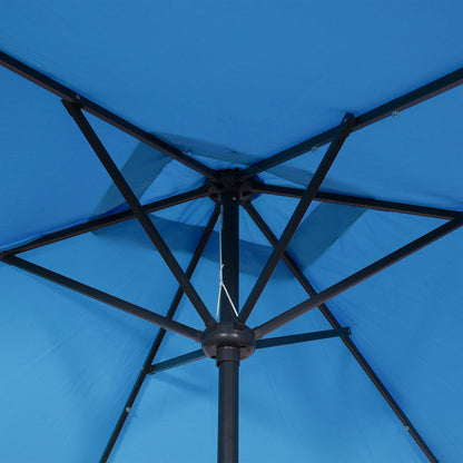 6' x 10' Patio Umbrella with 35 LED Solar Lights and Tilt, Rectangular Outdoor Table Umbrella with Crank, Light Blue - Gallery Canada