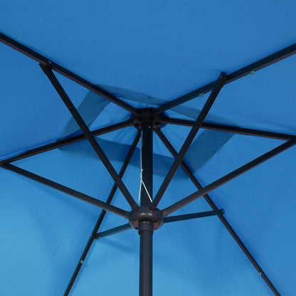 6' x 10' Patio Umbrella with 35 LED Solar Lights and Tilt, Rectangular Outdoor Table Umbrella with Crank, Light Blue Sun Umbrellas   at Gallery Canada