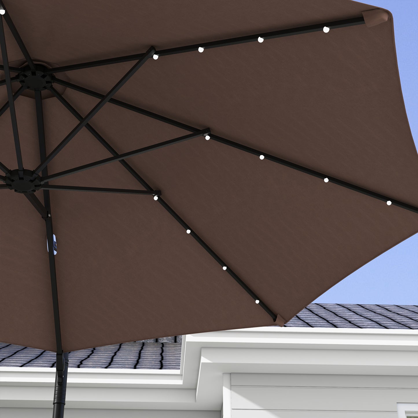 9.6'x8.5' Cantilever Umbrella with Solar Powered LED Lights, Rectangle Hanging Offset Umbrella with 360°Rotation Cantilever Umbrellas   at Gallery Canada