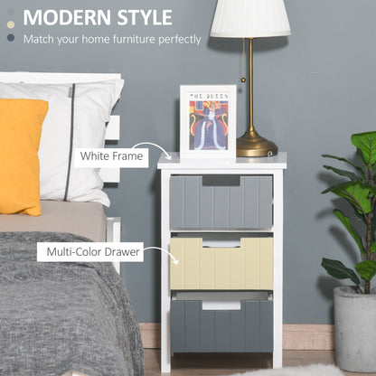 Bedside Table with 3 Drawers, Tall Nightstand for Bedroom, Modern Side Table with Storage, Multi-Colour Storage Cabinets   at Gallery Canada