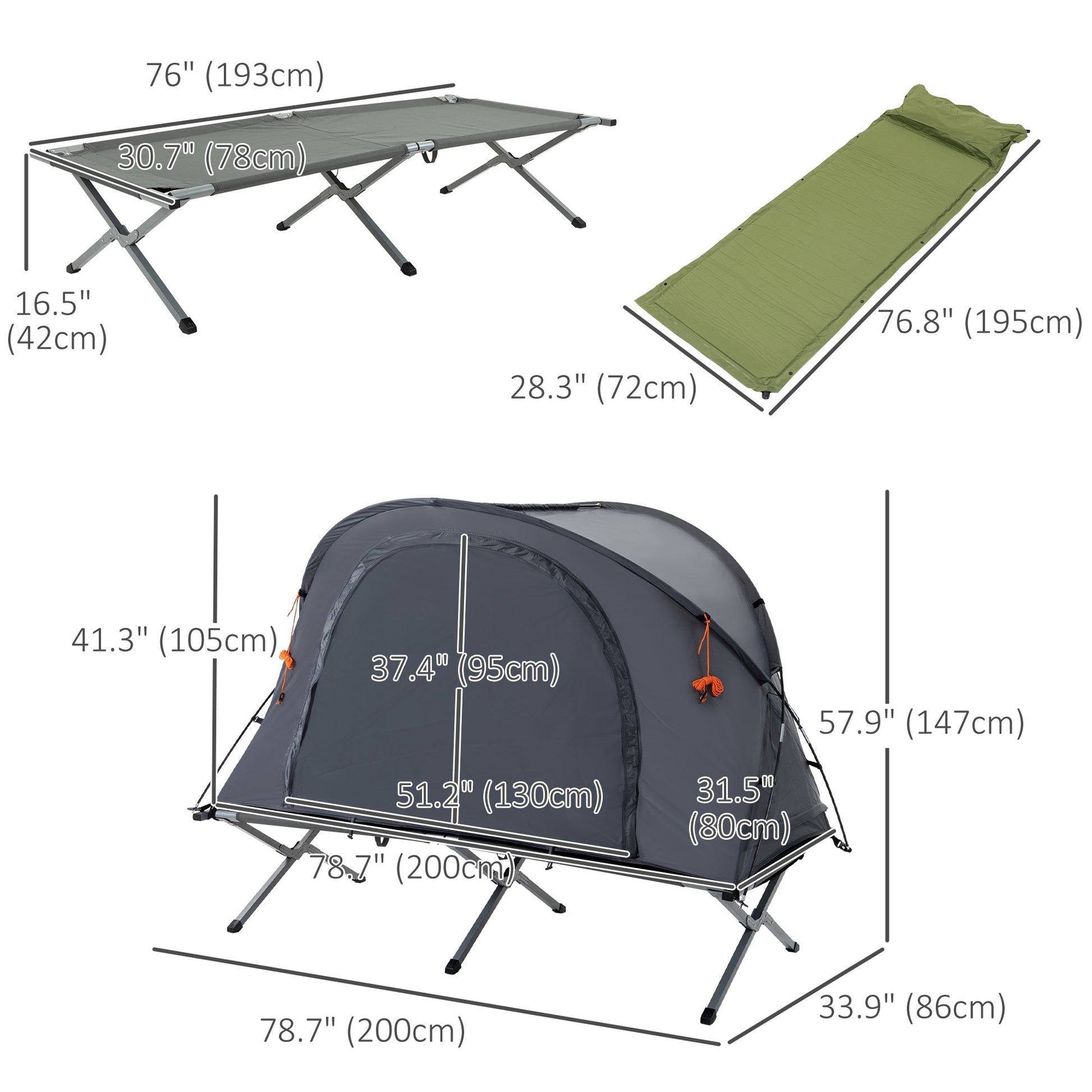 Camping Tent Cot, Multifunctional Folding Tent Combo, Portable Off-Ground Tent Shelter with Self-Inflating Air Mattress and Carry Bag for 1 Person Camping Tents   at Gallery Canada